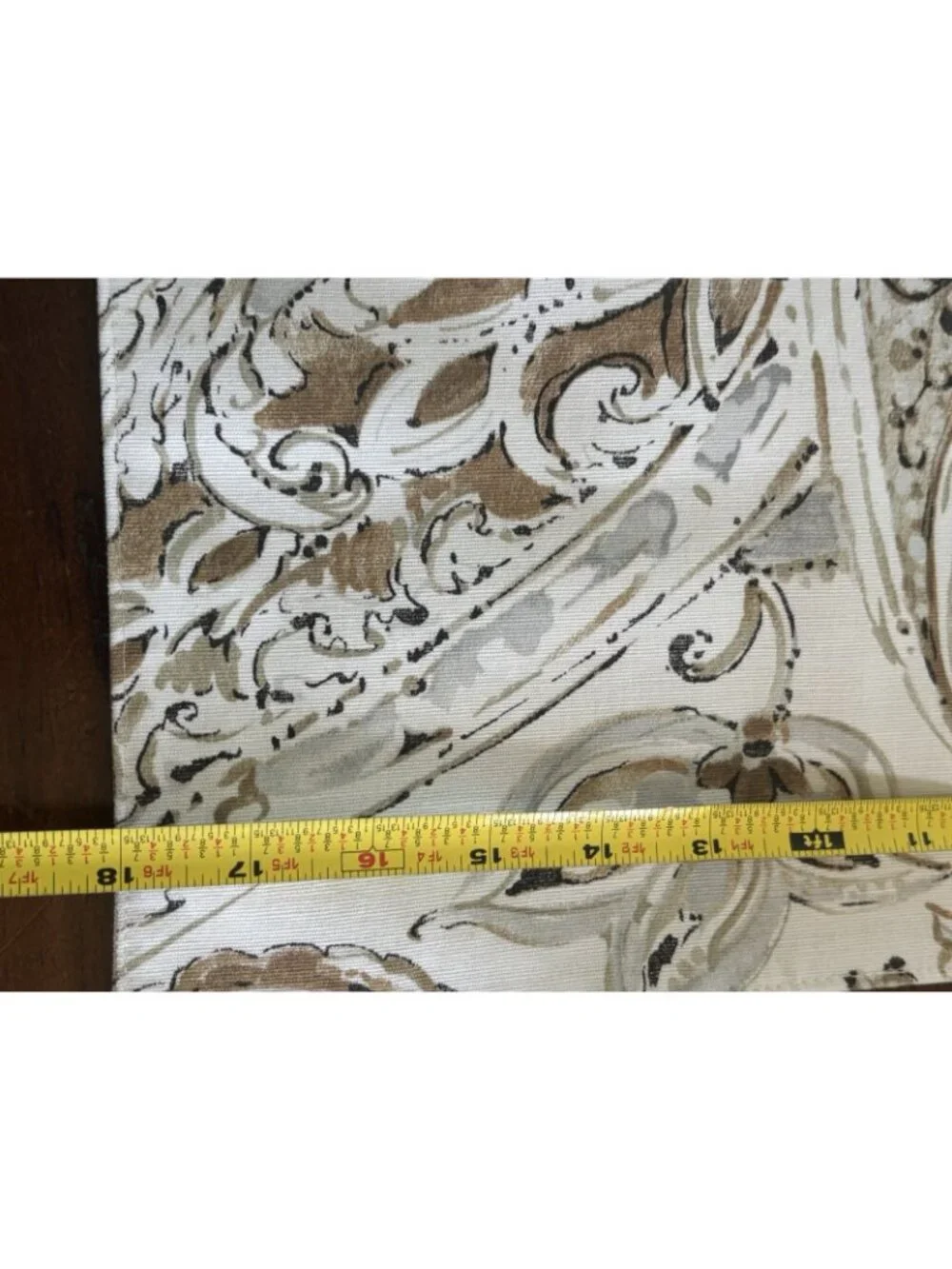 Pottery Barn Jolie Paisley Table Runner  18” x 104” Long Cream Brown Double Side